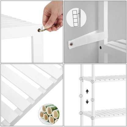 Bamboo Storage Shelf 5-Tier 26 x 60 x 130 cm White - image 6