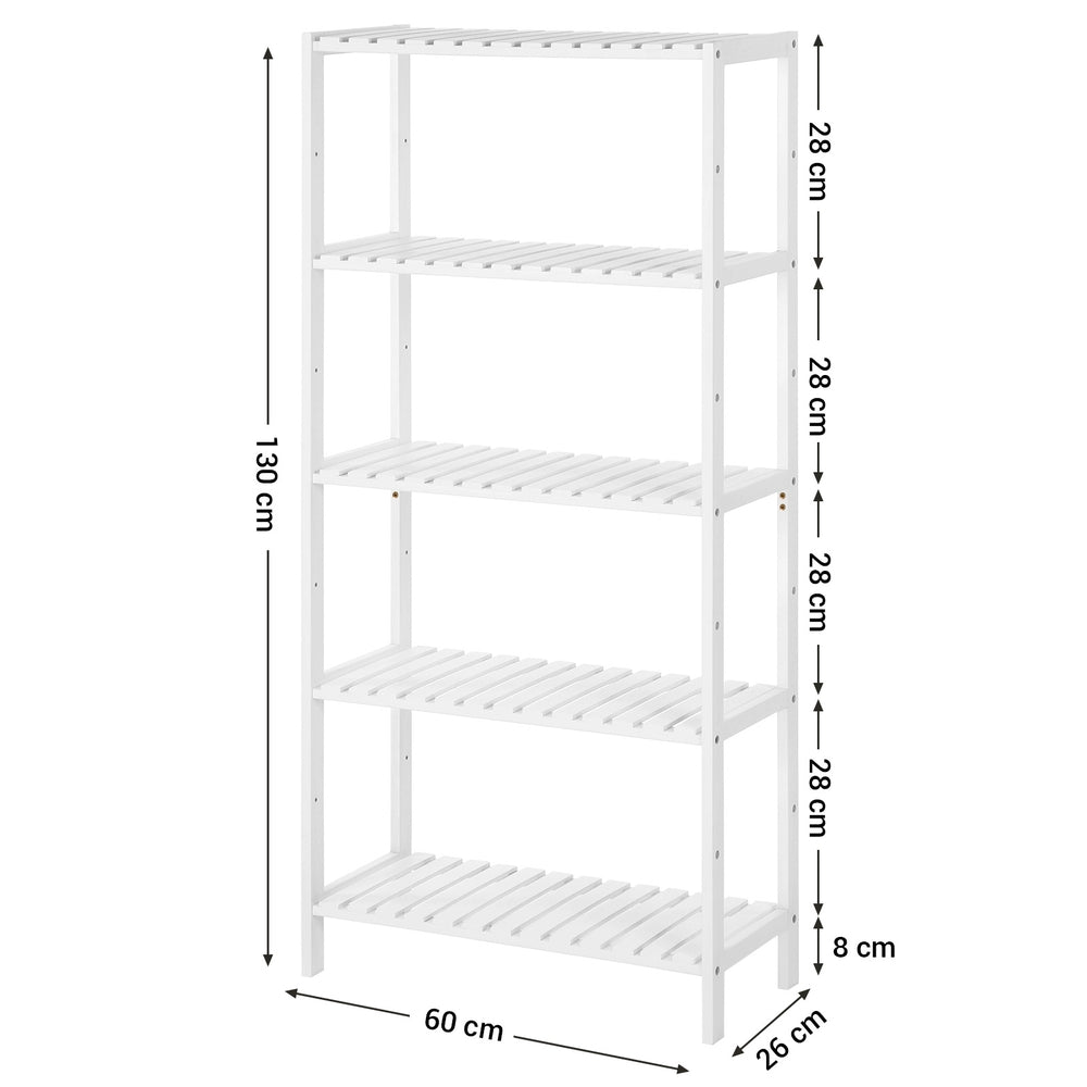 Bamboo Storage Shelf 5-Tier 26 x 60 x 130 cm White - image 7