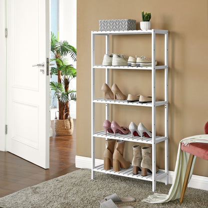 Bamboo Storage Shelf 5-Tier 26 x 60 x 130 cm White - image 8