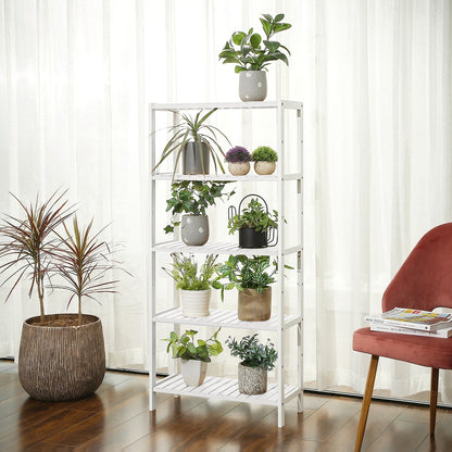 Bamboo Storage Shelf 5-Tier 26 x 60 x 130 cm White - image 9