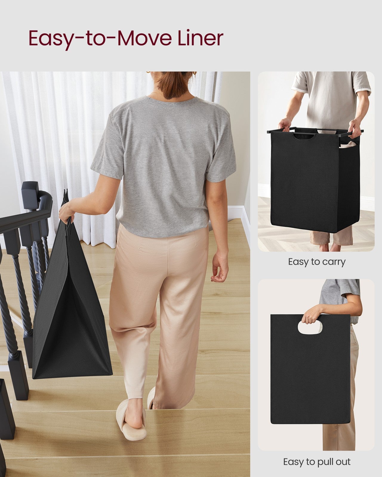 65L Laundry Basket Rustic Brown and Black - image 3