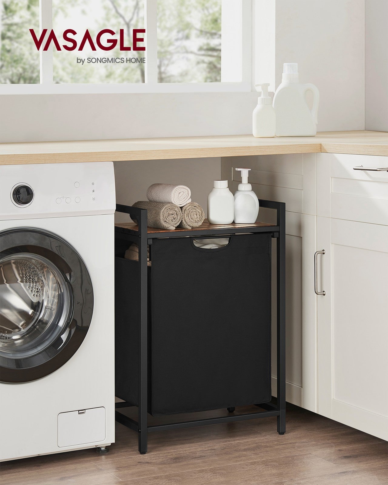 65L Laundry Basket Rustic Brown and Black - image 5