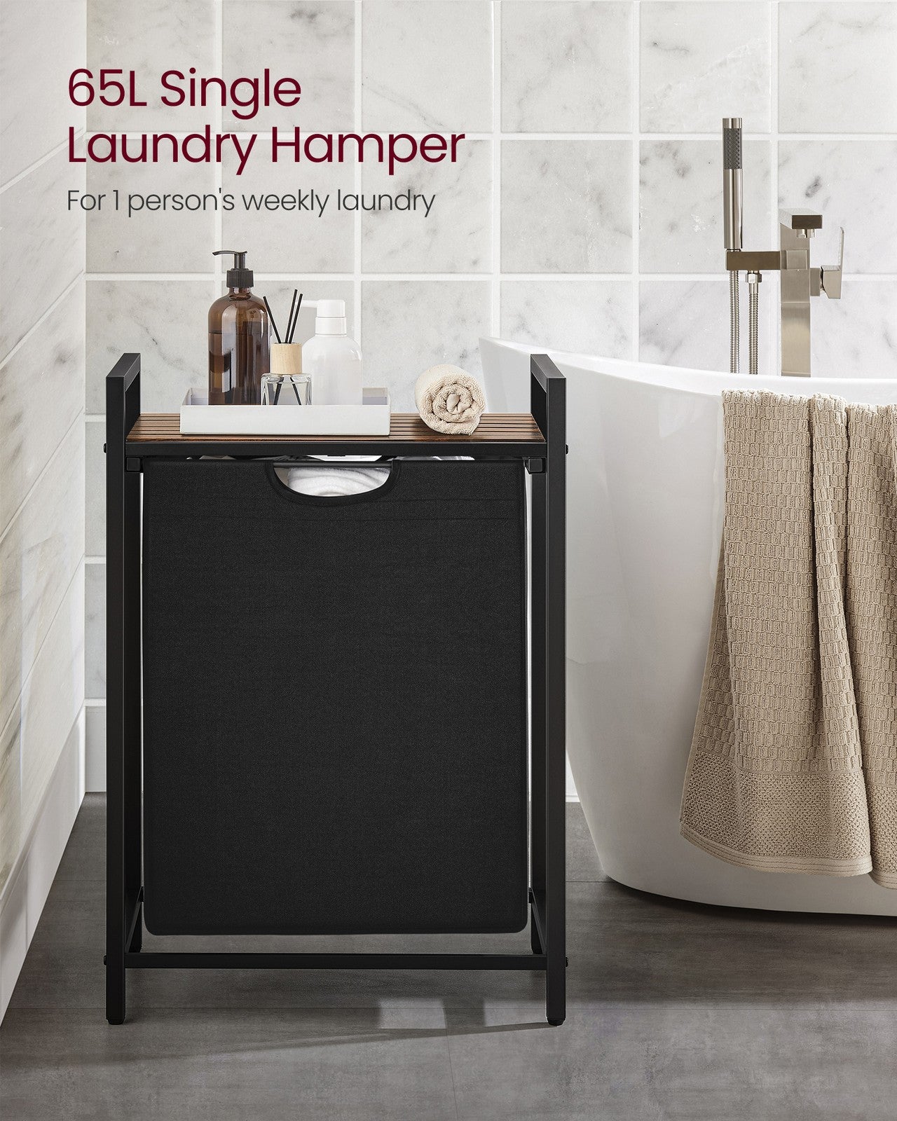 65L Laundry Basket Rustic Brown and Black - image 6