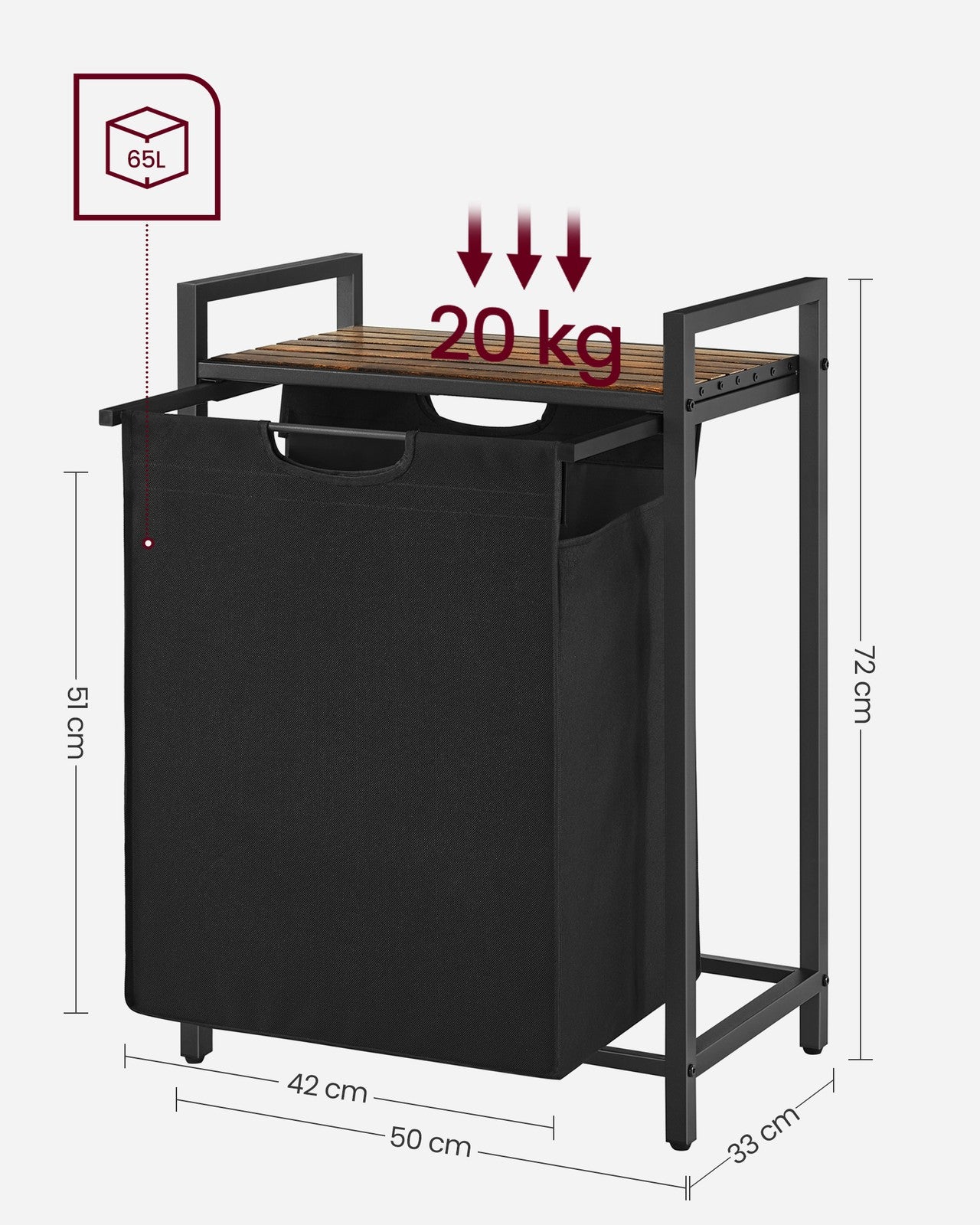 65L Laundry Basket Rustic Brown and Black - image 10