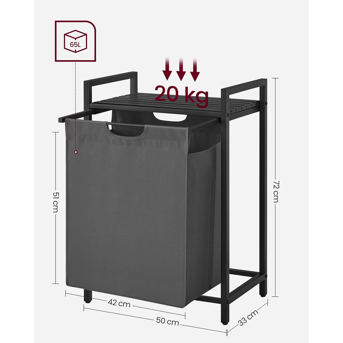 65L Laundry Basket Rustic Brown and Black - image 47