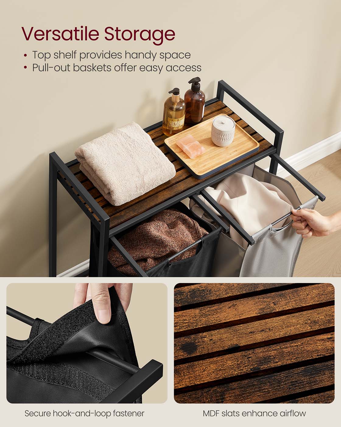 Laundry Sorter Hamper with Removable Bags - image 59