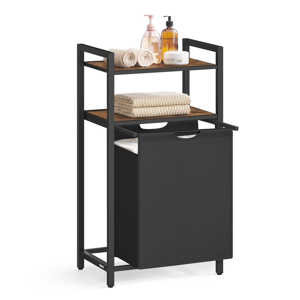 Laundry Basket 65 L Capacity Rustic Brown and Black - image 1