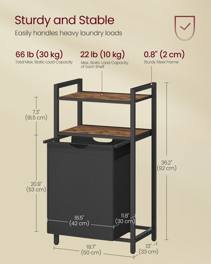 Laundry Basket 65 L Capacity Rustic Brown and Black - image 4
