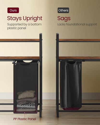 3-Bag Laundry Basket 40 L Capacity per Bag Rustic Brown and Black - image 5