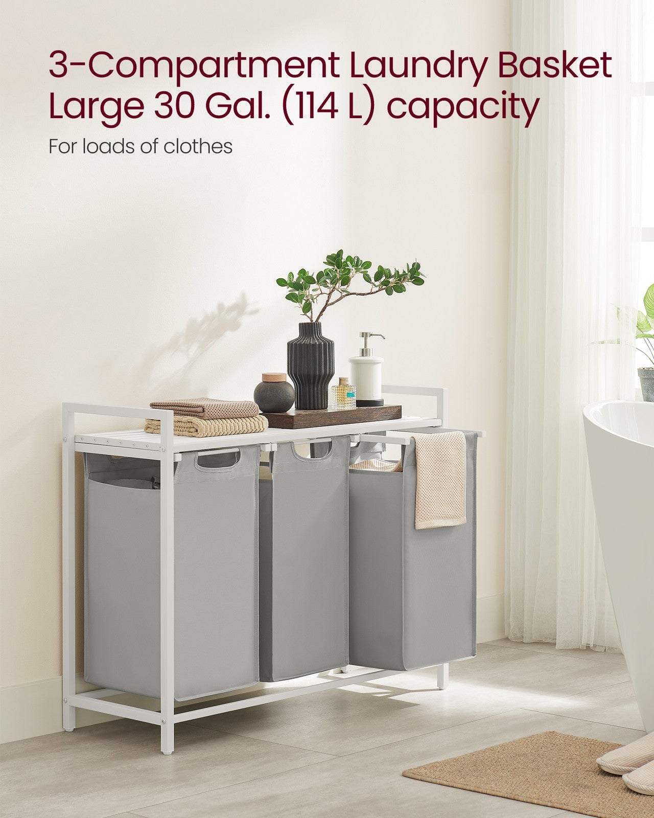 Laundry Basket with 3 Pull-Out and Removable Bags - image 49