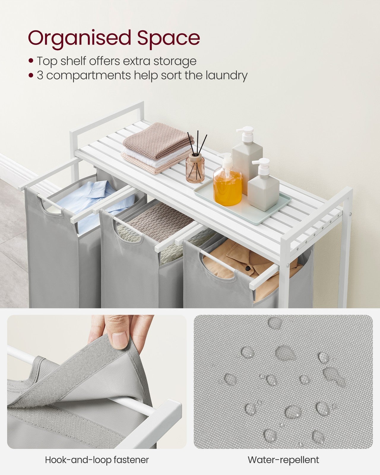 Laundry Basket with 3 Pull-Out and Removable Bags - image 50