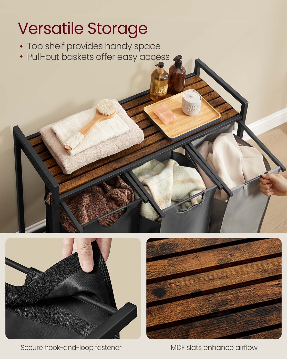 Laundry Basket with 3 Pull-Out and Removable Bags - image 58