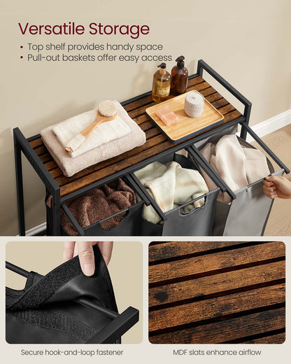 Laundry Basket with 3 Pull-Out and Removable Bags - image 58