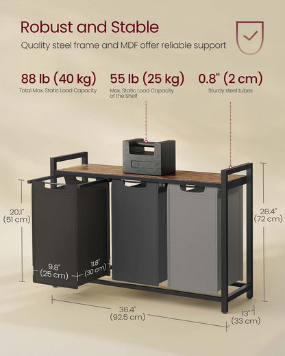 Laundry Basket with 3 Pull-Out and Removable Bags - image 60
