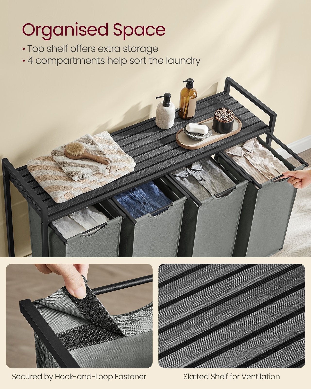 Laundry Basket with 3 Pull-Out and Removable Bags - image 35