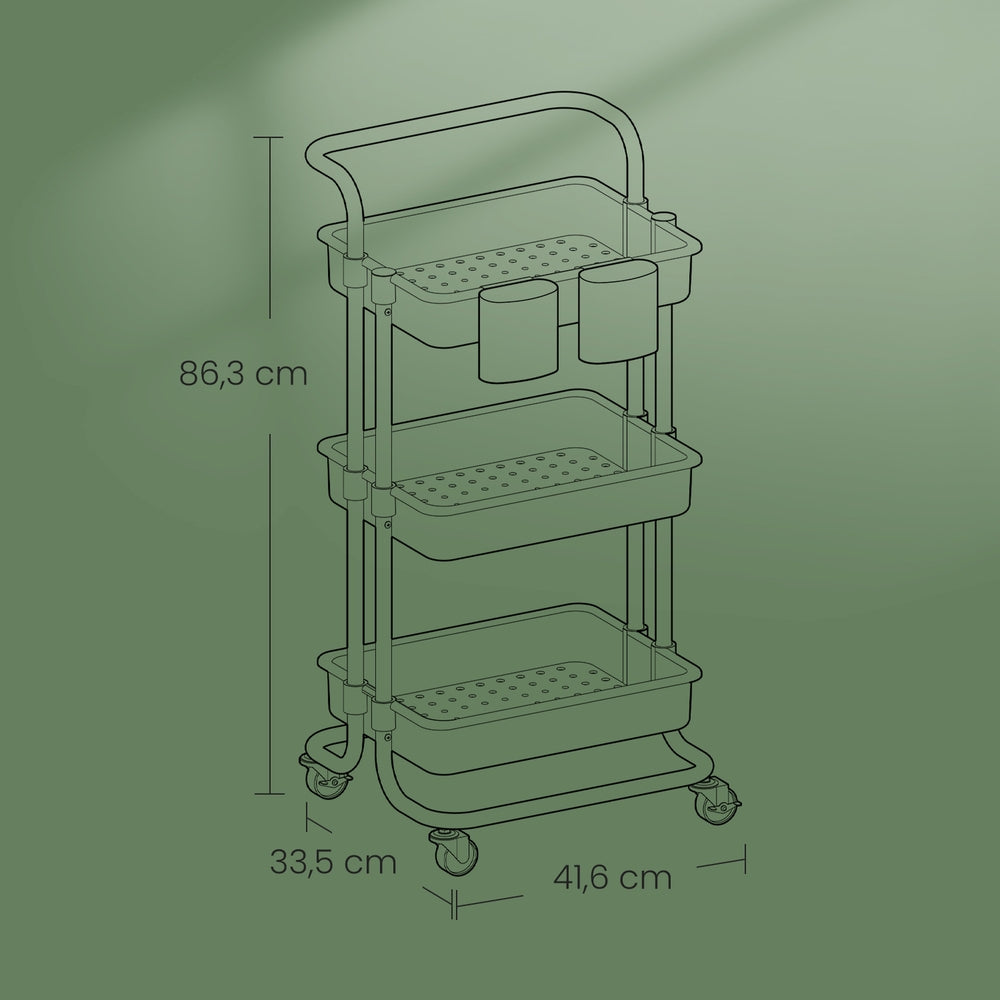 3-Tier Storage Cart Black - image 4