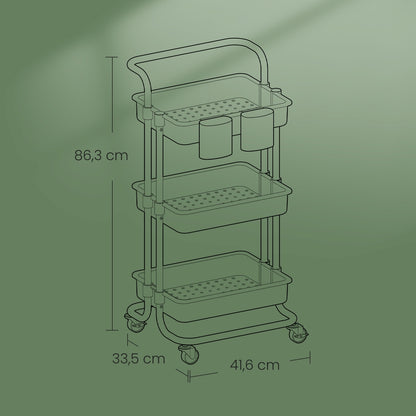 3-Tier Storage Cart Black - image 4
