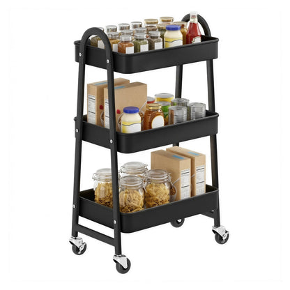 3-Tier Rolling Cart Black - image 1
