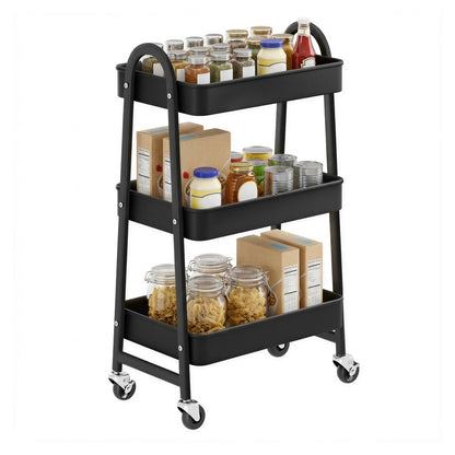 3-Tier Rolling Cart Black - image 2