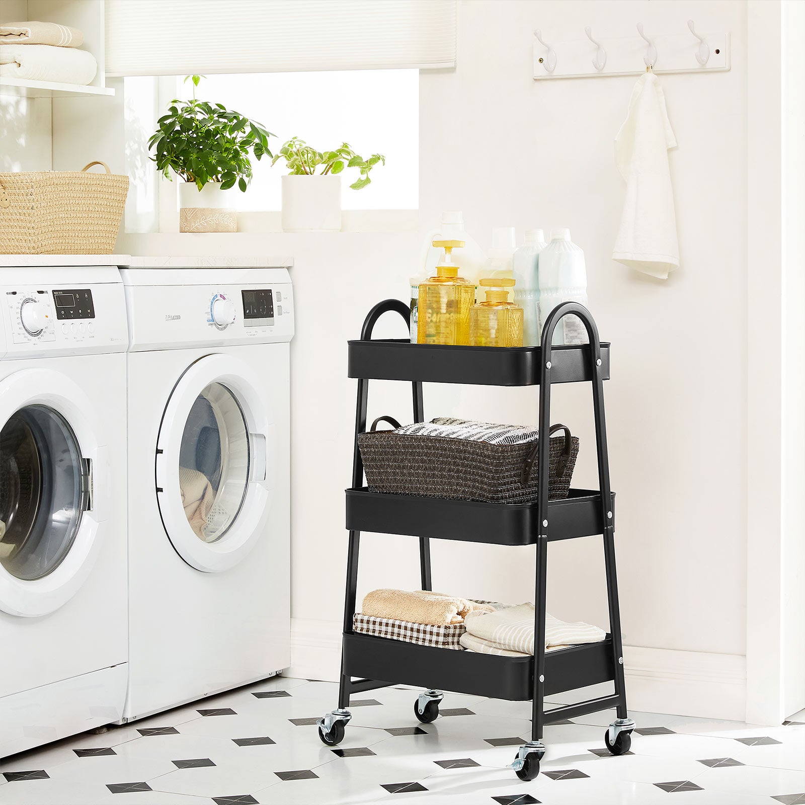 3-Tier Rolling Cart Black - image 5