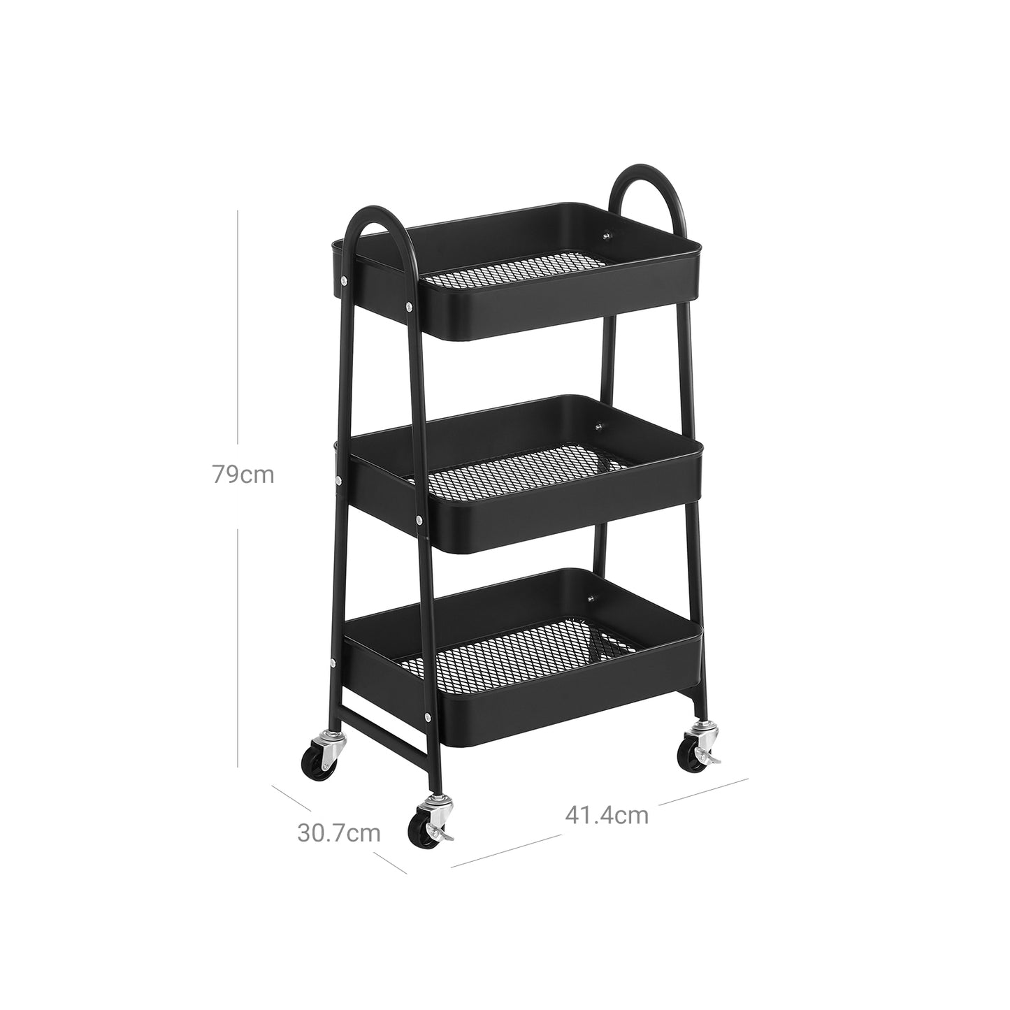 3-Tier Rolling Cart Black - image 8