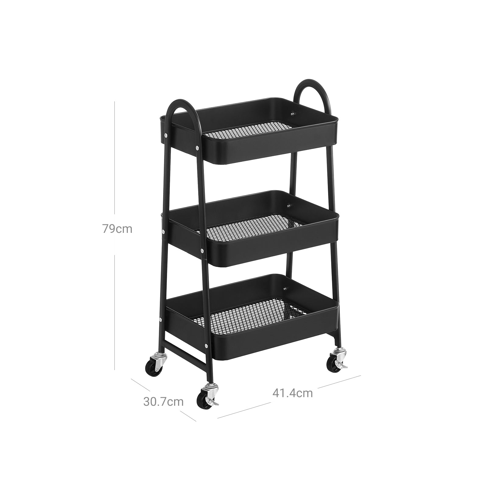 3-Tier Rolling Cart Black - image 8