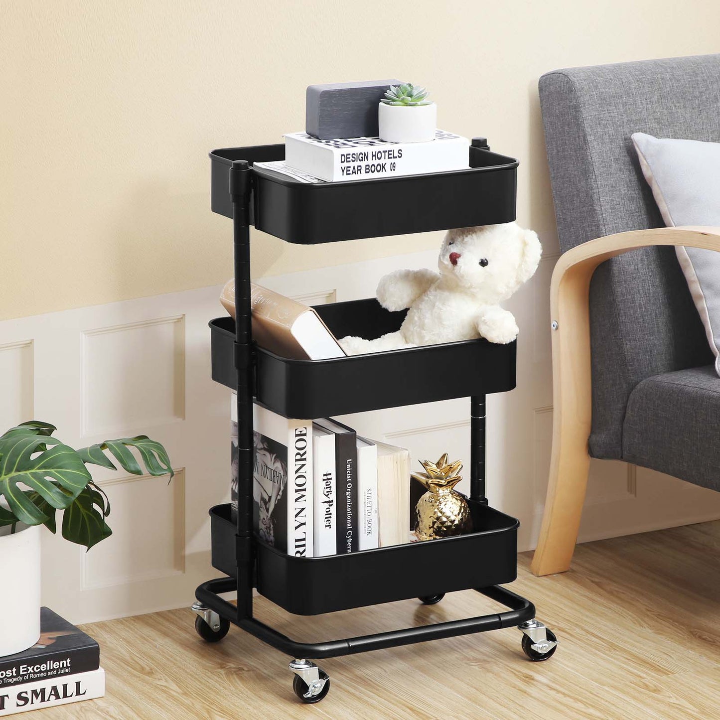 3-Tier Metal Rolling Cart - image 5