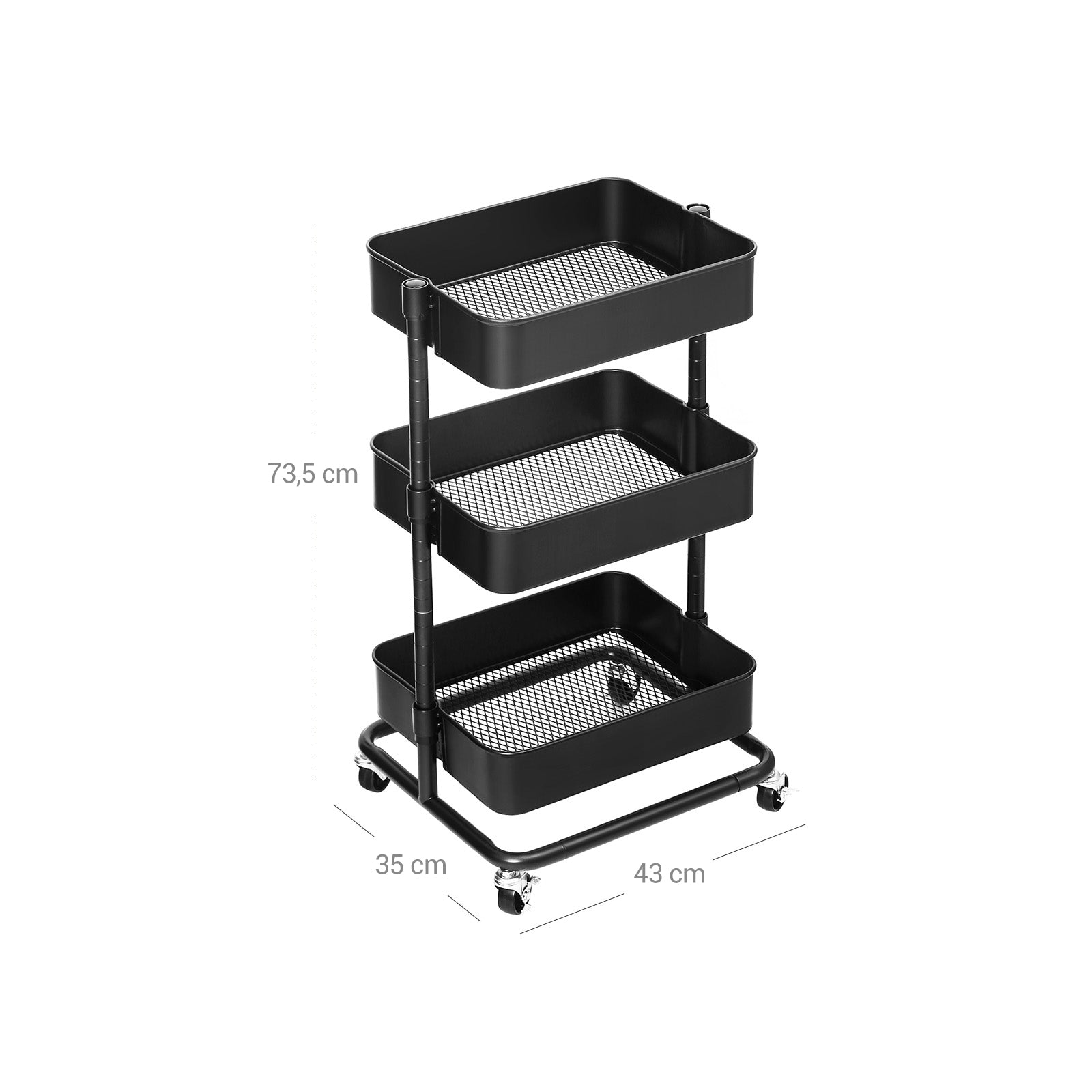 3-Tier Metal Rolling Cart - image 8