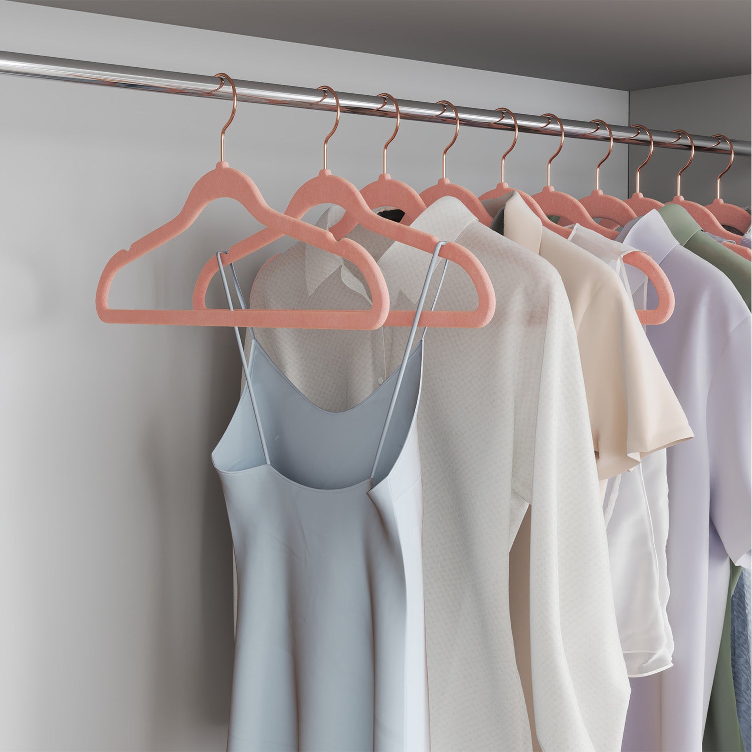 Velvet Hangers 20 Pack, Non-Slip Hangers with Rose Gold-Color Swivel Hooks, Slim Hangers for Closet - image 1