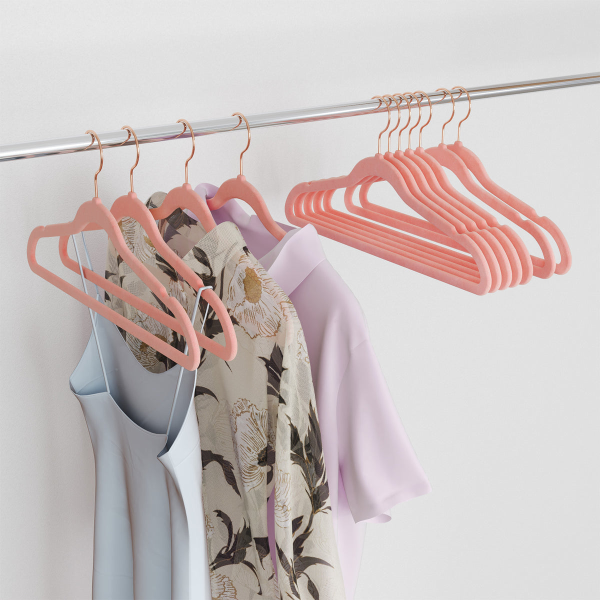 Velvet Hangers 20 Pack, Non-Slip Hangers with Rose Gold-Color Swivel Hooks, Slim Hangers for Closet - image 2