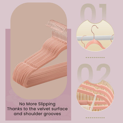 Velvet Hangers 20 Pack, Non-Slip Hangers with Rose Gold-Color Swivel Hooks, Slim Hangers for Closet - image 3