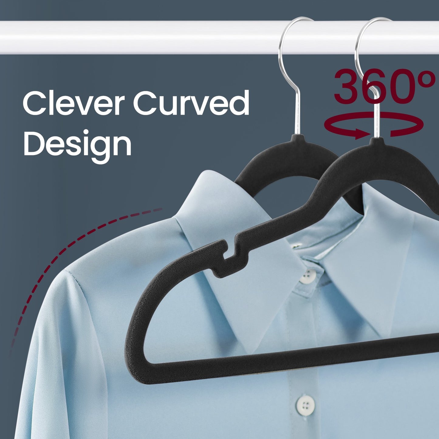 Velvet Hangers 50 Pack, Non-Slip Clothes Hangers, Suit Hangers with Shoulder Notches - image 3