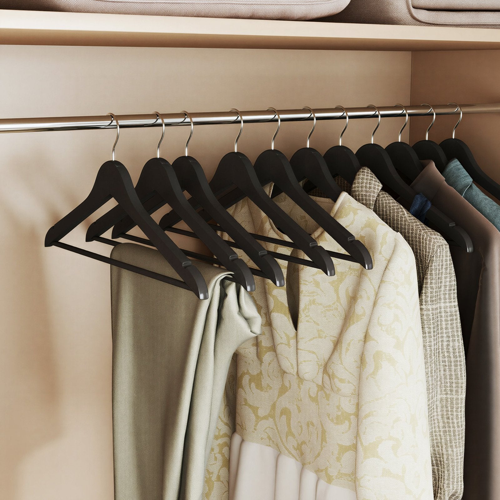 Wooden Hangers, Set of 10, Solid Wood Coat Hangers, Notches - image 3