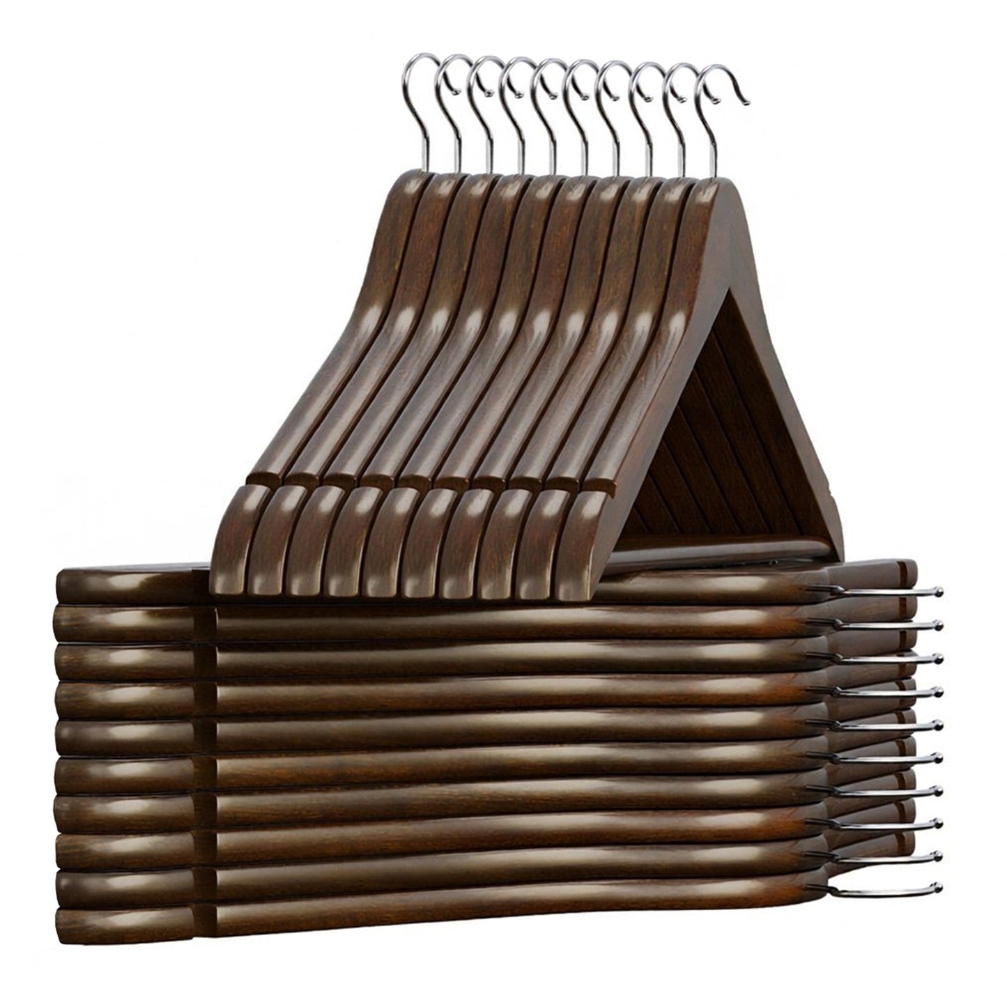 Wooden Hangers, Set of 10, Solid Wood Coat Hangers, Notches - image 17