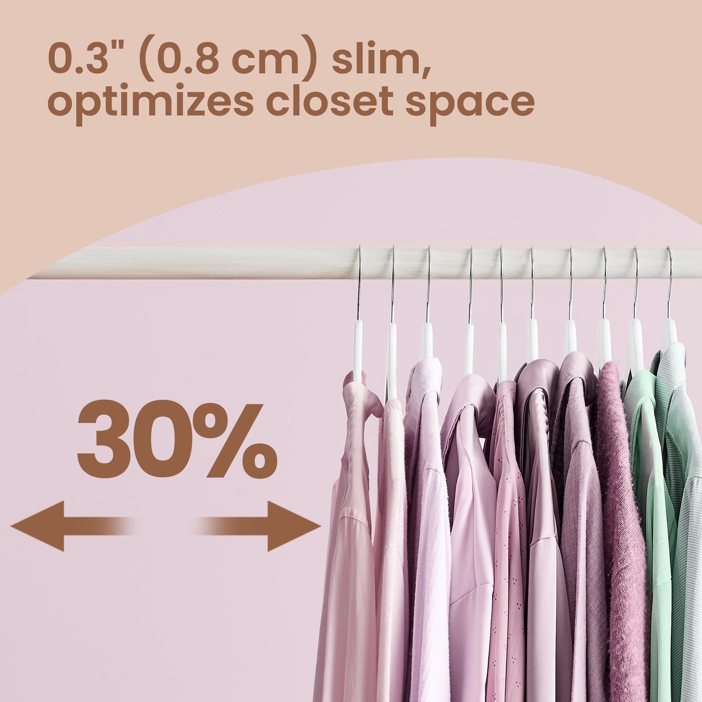 Set of 30 Clothes Hangers, Solid Birch Wood, Space Saving Coat Hangers with 360° Swivel Hooks - image 8