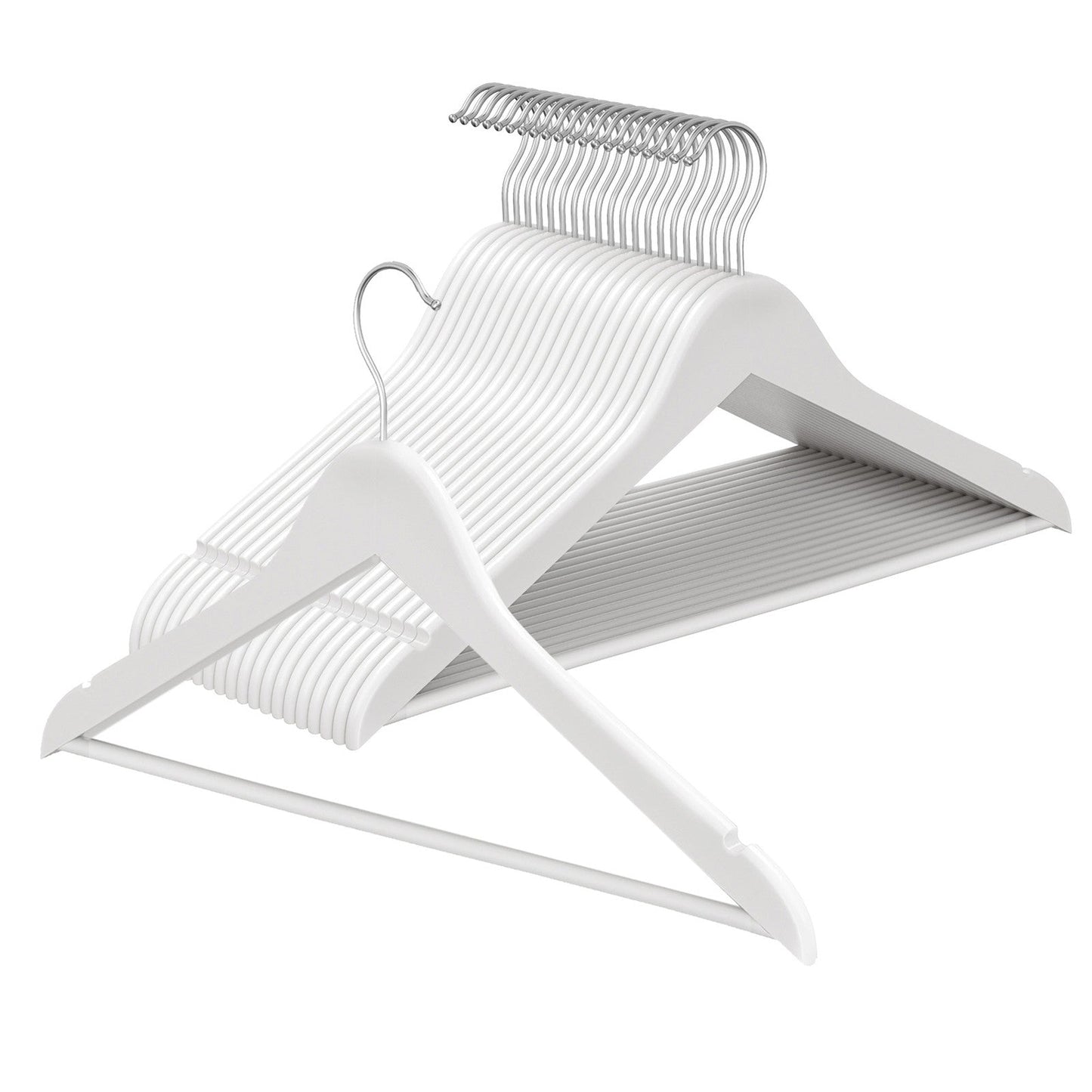 Set of 30 Clothes Hangers, Solid Birch Wood, Space Saving Coat Hangers with 360° Swivel Hooks - image 9