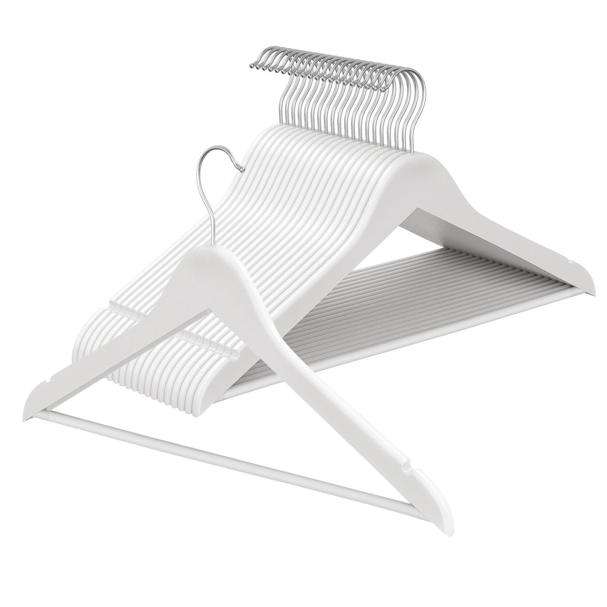 Set of 30 Clothes Hangers, Solid Birch Wood, Space Saving Coat Hangers with 360° Swivel Hooks - image 9