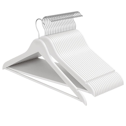 Set of 30 Clothes Hangers, Solid Birch Wood, Space Saving Coat Hangers with 360° Swivel Hooks - image 11