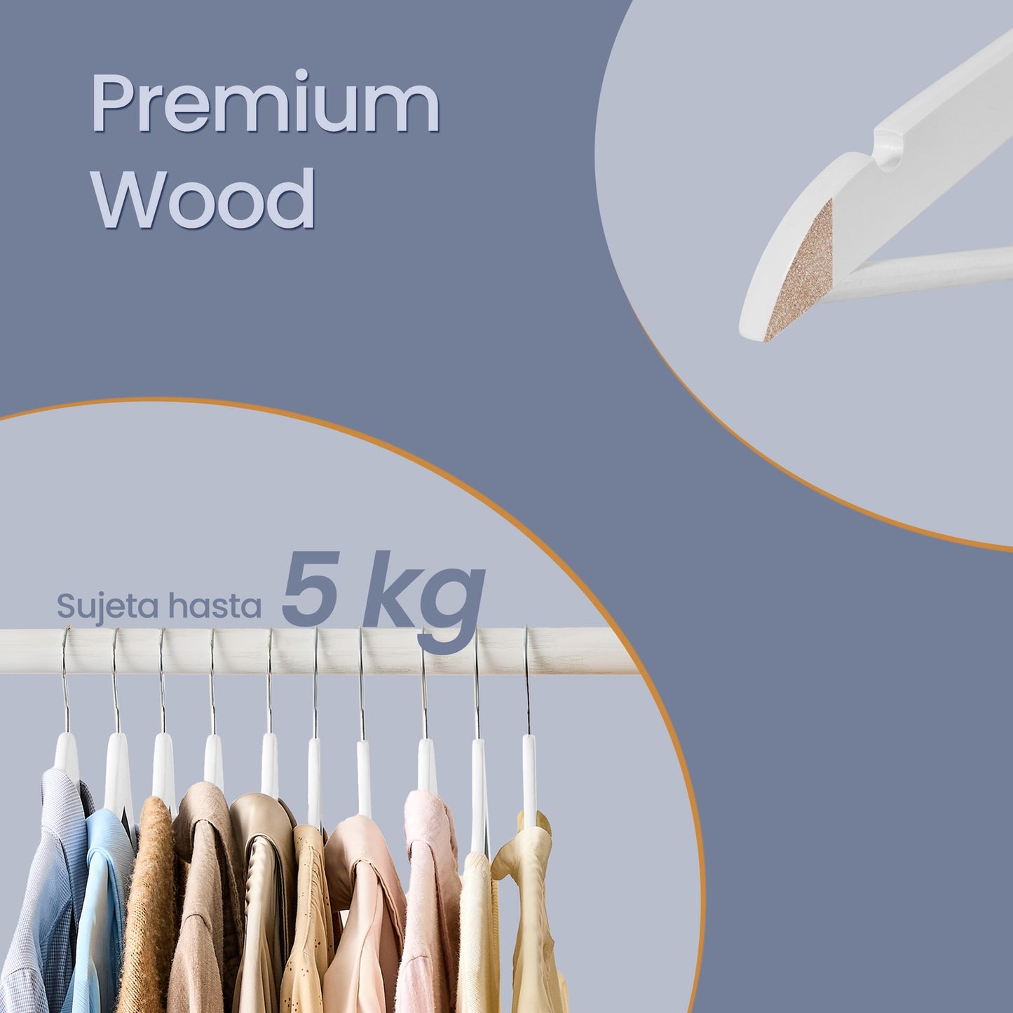 Set of 30 Clothes Hangers, Solid Birch Wood, Space Saving Coat Hangers with 360° Swivel Hooks - image 15