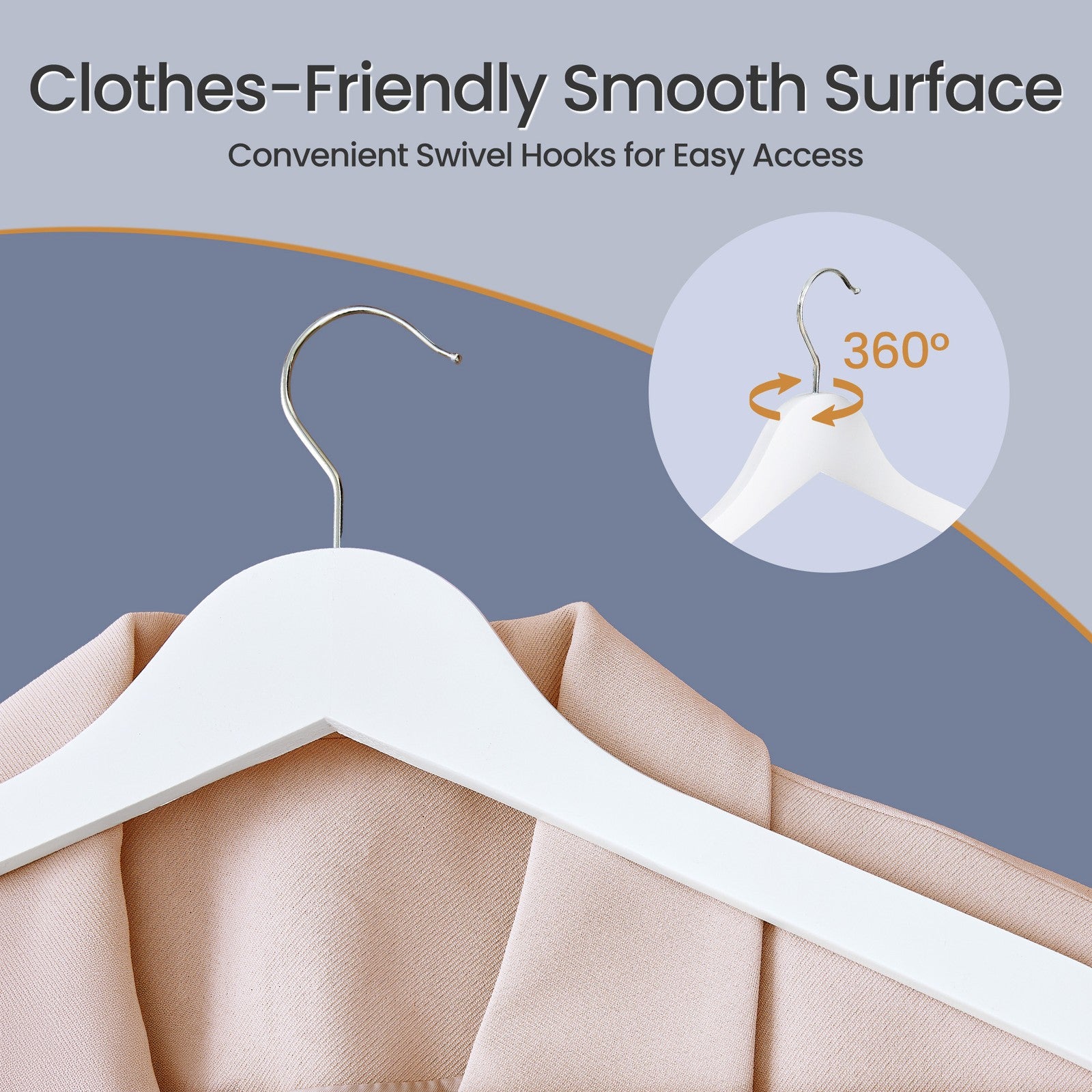 Set of 30 Clothes Hangers, Solid Birch Wood, Space Saving Coat Hangers with 360° Swivel Hooks - image 16