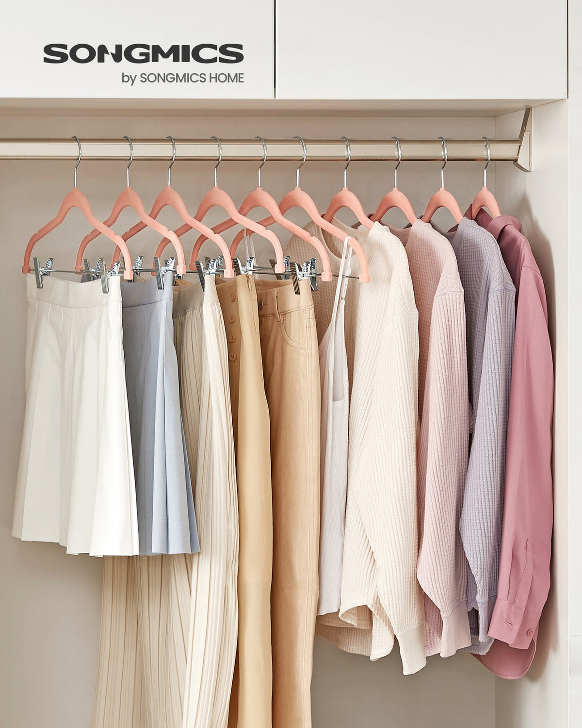 Set of 10 Velvet Hangers with Adjustable Clips Pink - image 2