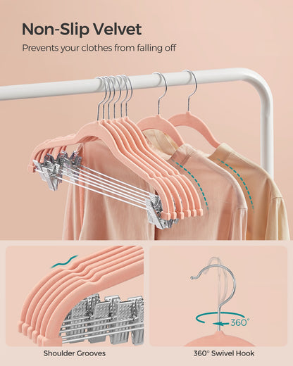 Set of 10 Velvet Hangers with Adjustable Clips Pink - image 5