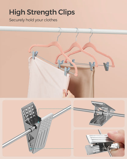 Set of 10 Velvet Hangers with Adjustable Clips Pink - image 7