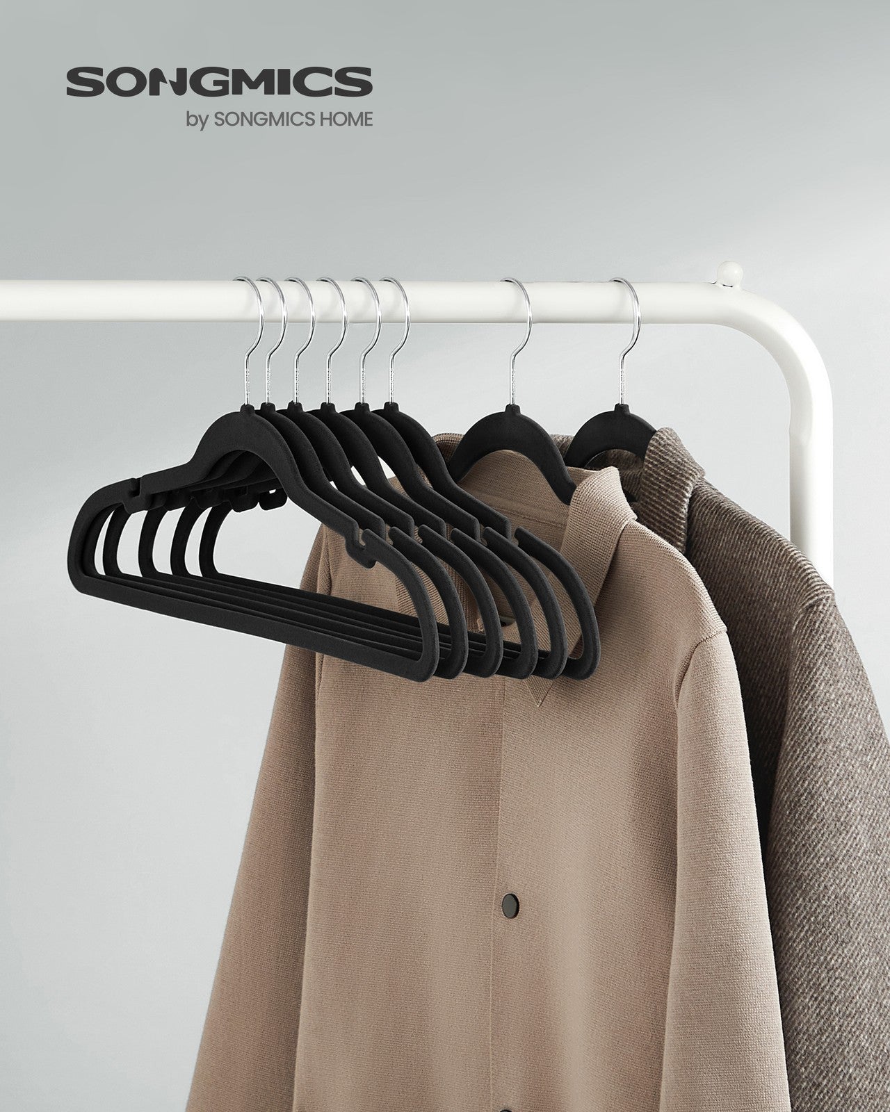 Pack 50 Velvet Hangers for Clothes Black - image 2