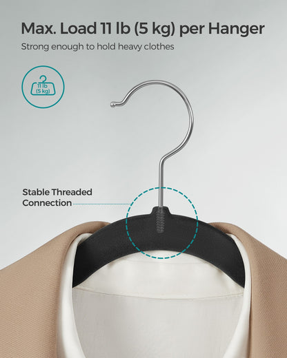 Pack 50 Velvet Hangers for Clothes Black - image 5
