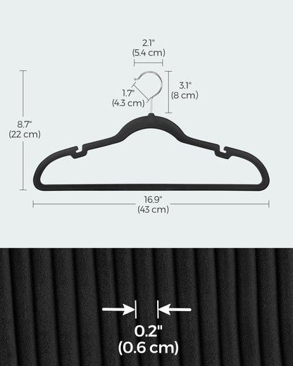 Pack 50 Velvet Hangers for Clothes Black - image 6