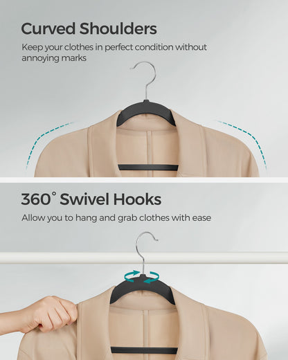 Pack 50 Velvet Hangers for Clothes Black - image 7