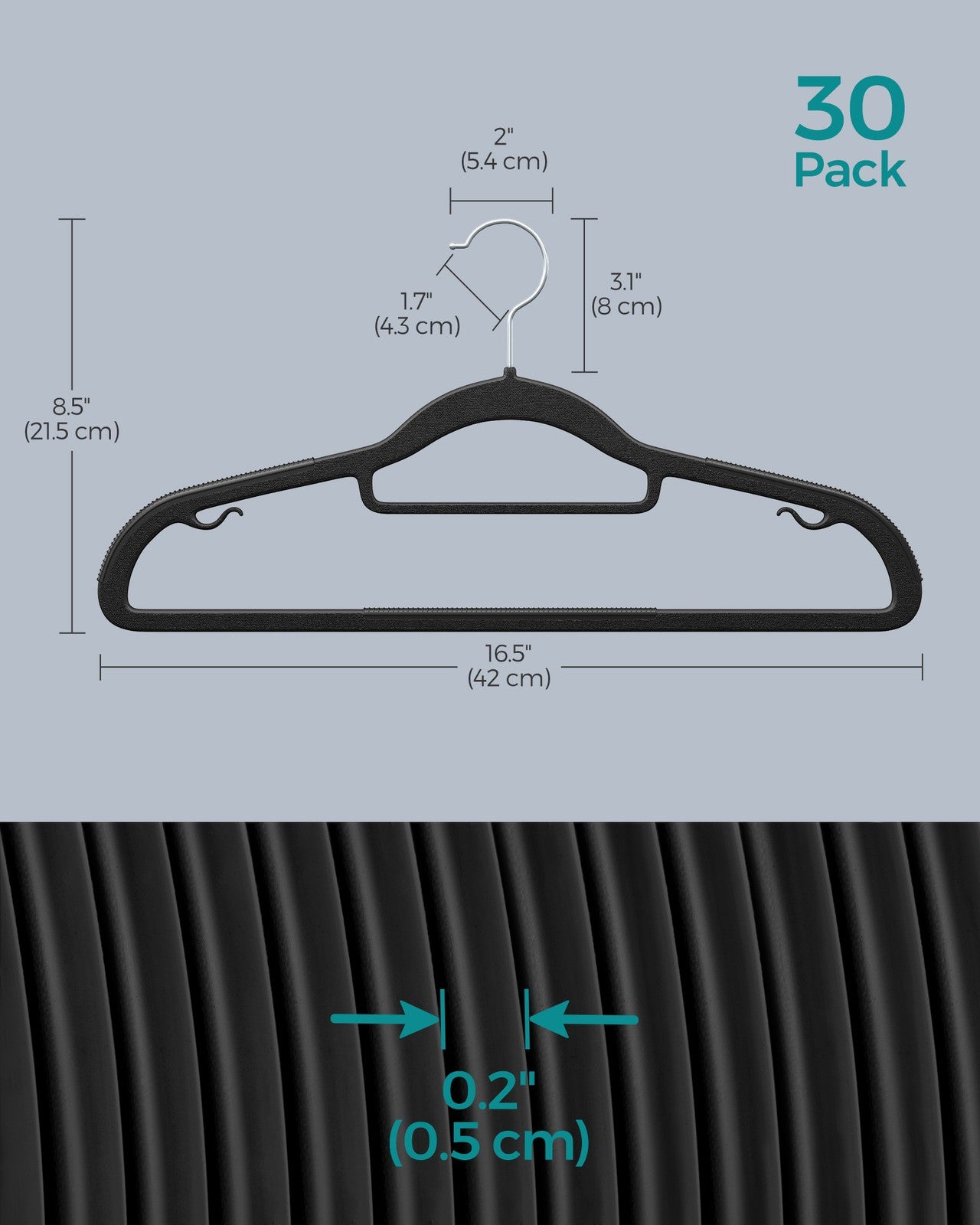 Pack of 30 Plastic Hangers Black - image 7