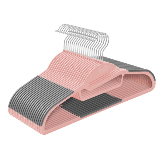 Pack of 20 Pink & Grey Plastic Coat Hangers - image 1