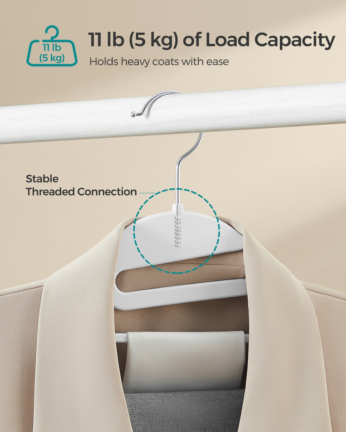 Pack of 50 Plastic Hangers White - image 4